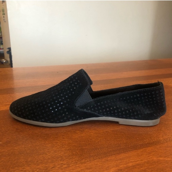 LUCKY BRAND | Perforated Black Suede Loafer Flat Slip On | Size 7 - 7.5 - Picture 5 of 14